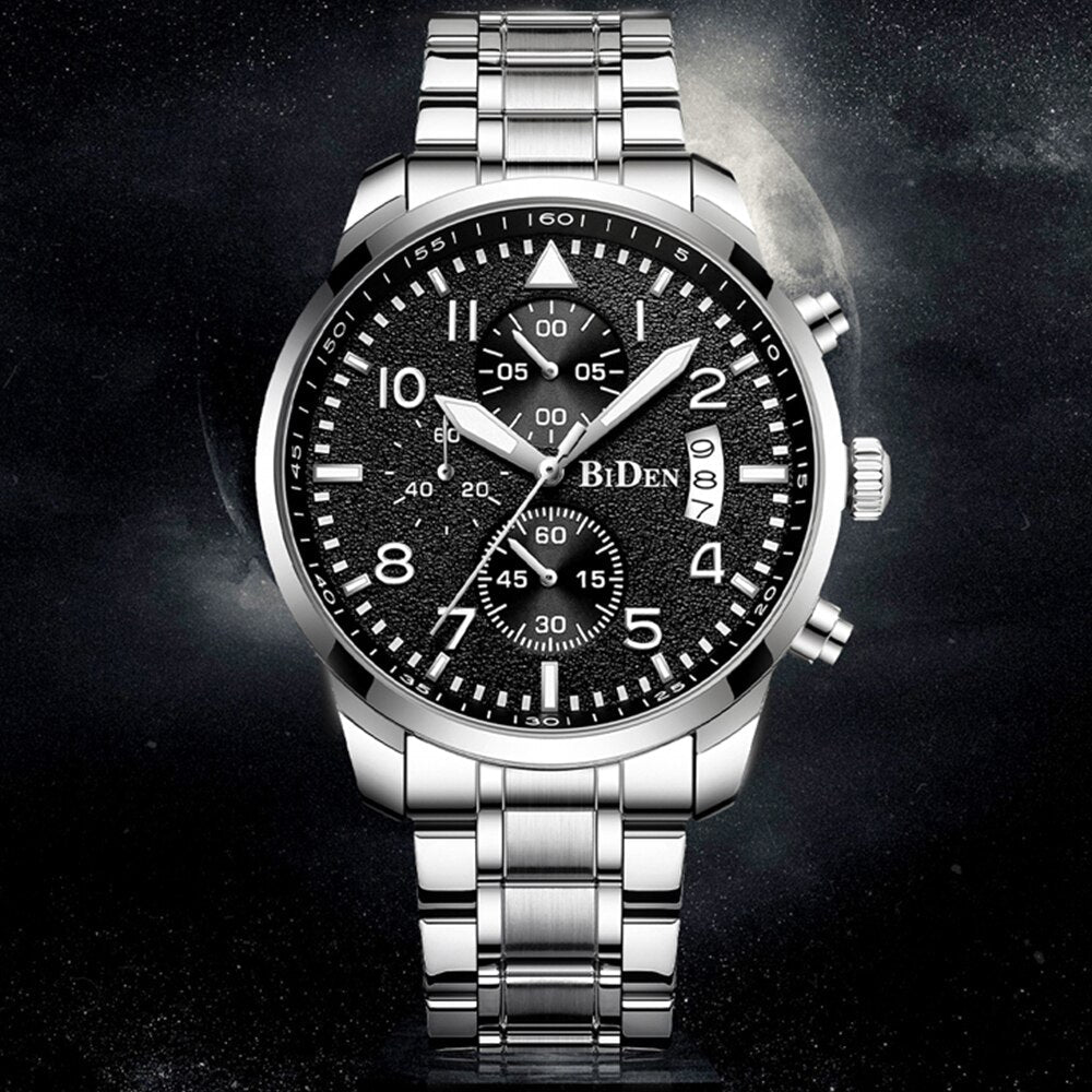 New Stellar Series Quartz  Movement Mens Watch Steel Strap Calendar Multi-function Luminous Needle Top Brand Chronograph Relogio