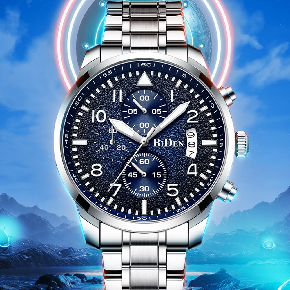 New Stellar Series Quartz  Movement Mens Watch Steel Strap Calendar Multi-function Luminous Needle Top Brand Chronograph Relogio