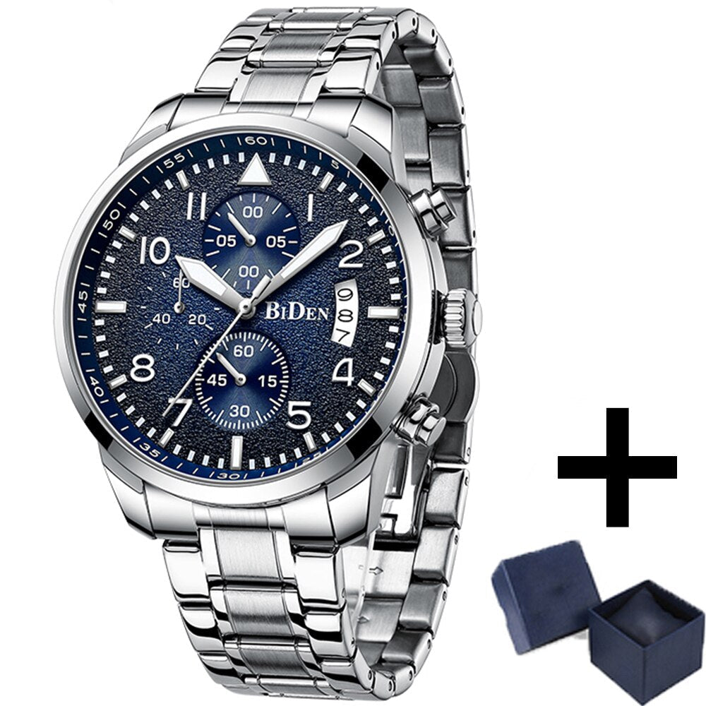 New Stellar Series Quartz  Movement Mens Watch Steel Strap Calendar Multi-function Luminous Needle Top Brand Chronograph Relogio