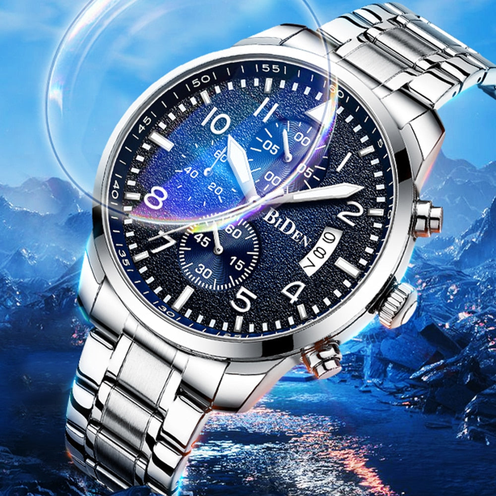 New Stellar Series Quartz  Movement Mens Watch Steel Strap Calendar Multi-function Luminous Needle Top Brand Chronograph Relogio