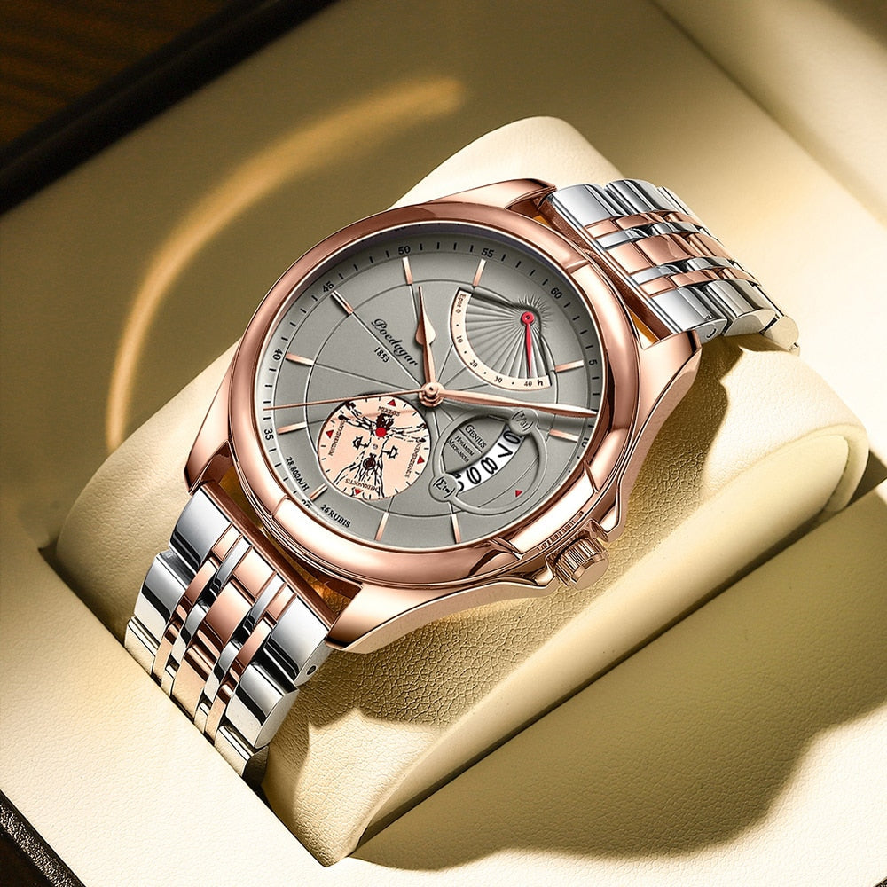 POEDAGAR Men Watch Fashion Stainless Stain Steel Quartz Men's Wristwatch Swiss Brand Luxury Business Waterproof Date Watches