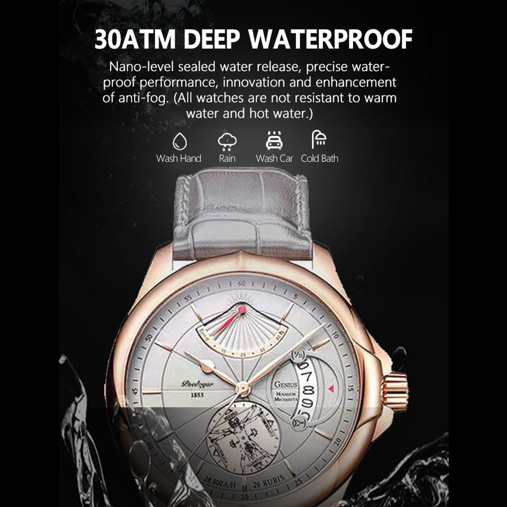 POEDAGAR Men Watch Fashion Stainless Stain Steel Quartz Men's Wristwatch Swiss Brand Luxury Business Waterproof Date Watches