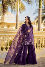 New Women Wedding & Festive Purple Sharara Set