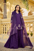 New Women Wedding & Festive Purple Sharara Set
