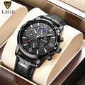 Relogio Masculino New Fashion Watch Man Watches LIGE Leather Sport Wrist Watch Men Luxury Waterproof Chronograph Male Date Clock