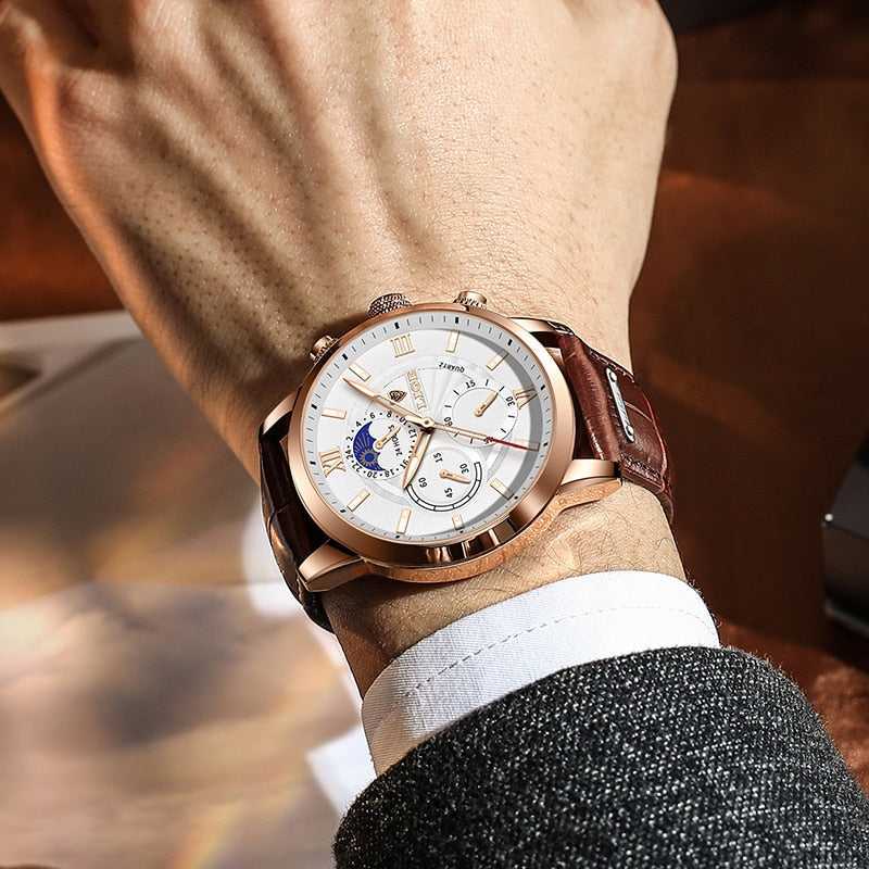 Relogio Masculino New Fashion Watch Man Watches LIGE Leather Sport Wrist Watch Men Luxury Waterproof Chronograph Male Date Clock