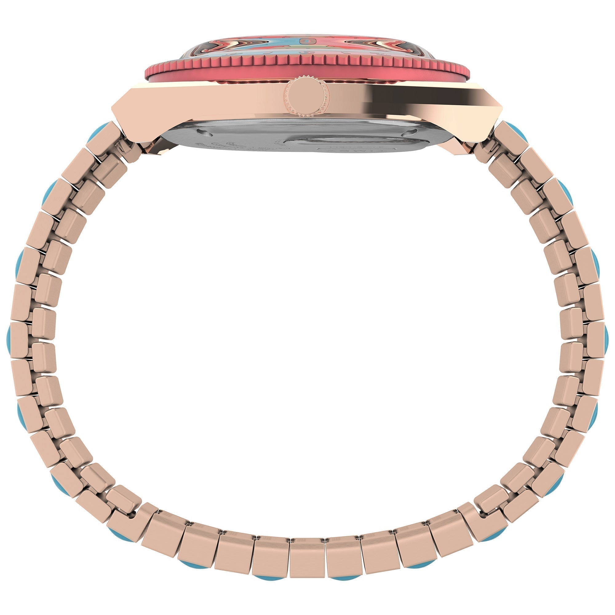 Timex Q Malibu Blue Pink Gold SS