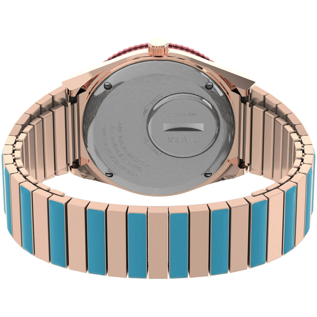 Timex Q Malibu Blue Pink Gold SS