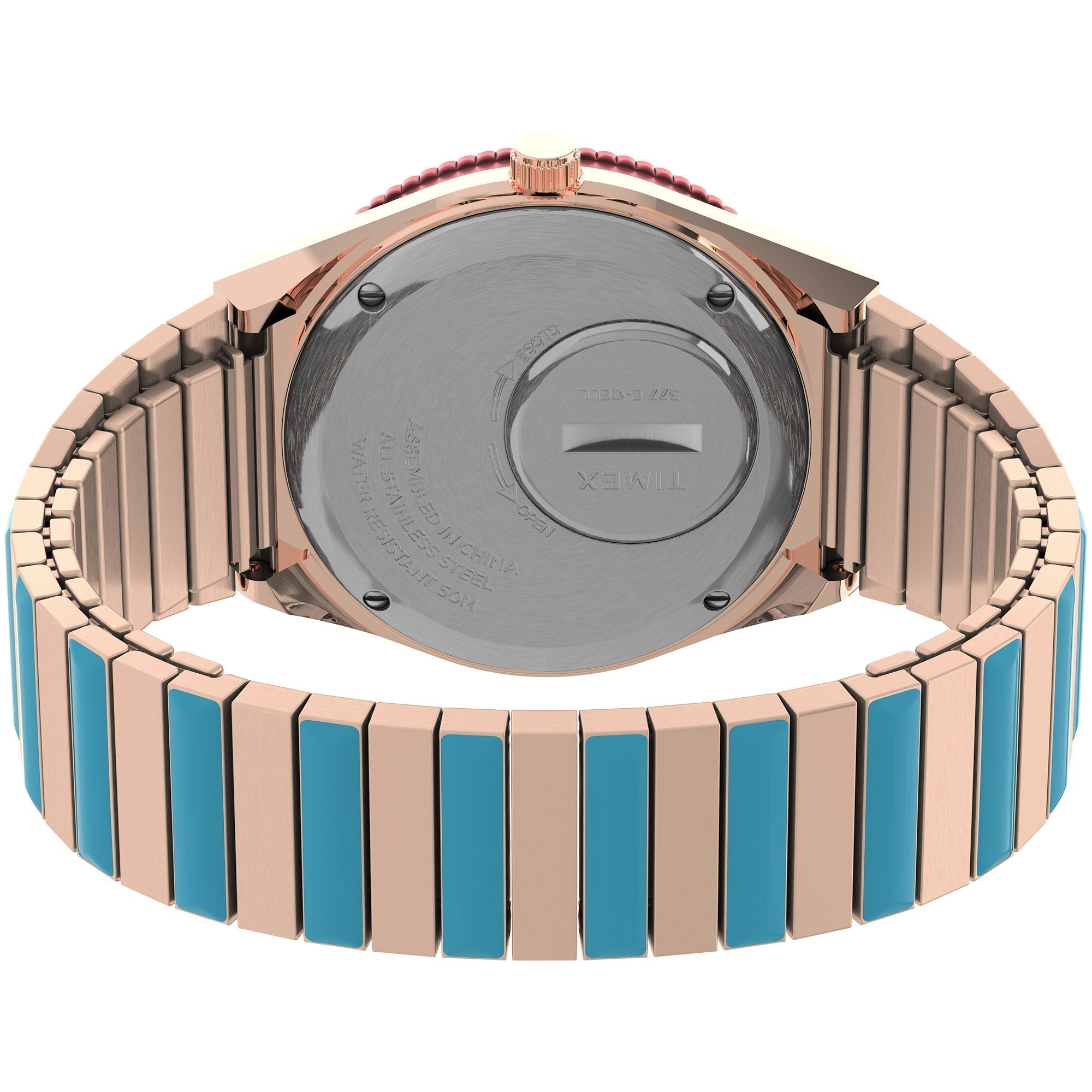 Timex Q Malibu Blue Pink Gold SS