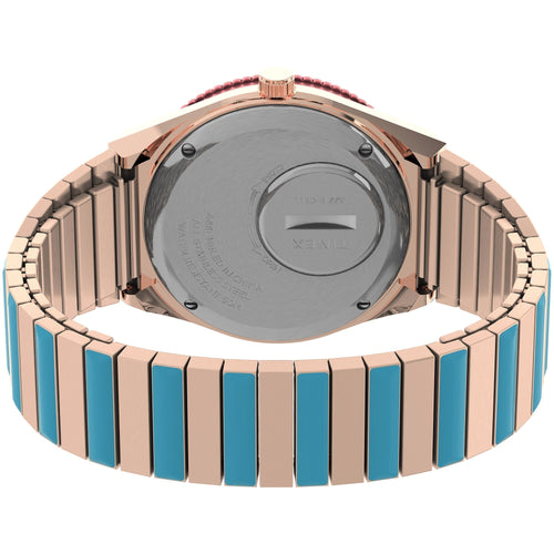 Timex Q Malibu Blue Pink Gold SS