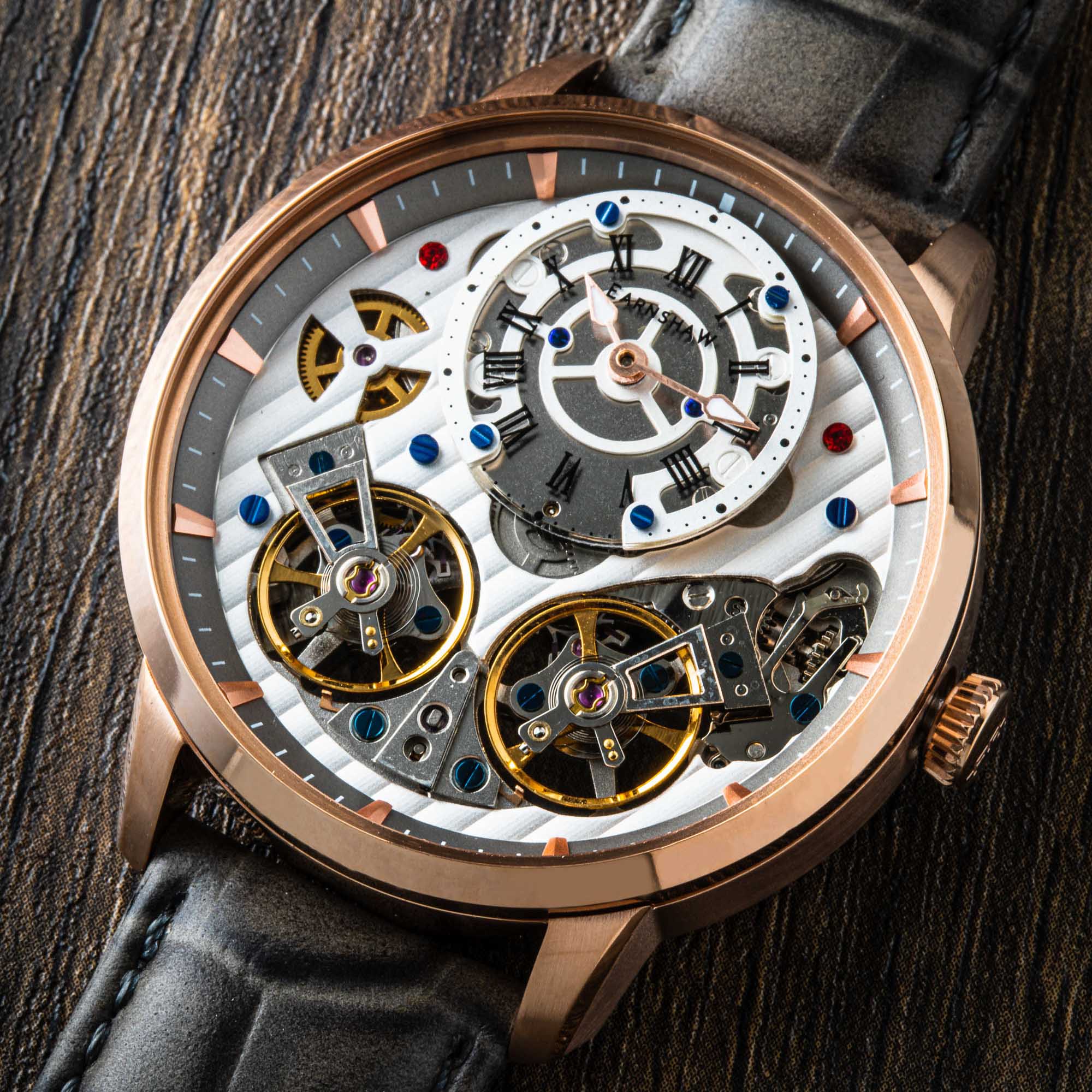 Thomas Earnshaw Brewster Double Barrel Automatic Rose Gold Silver