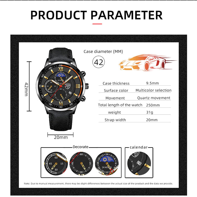 Business Casual Simple Leather Bracelet Male Luminous Watch