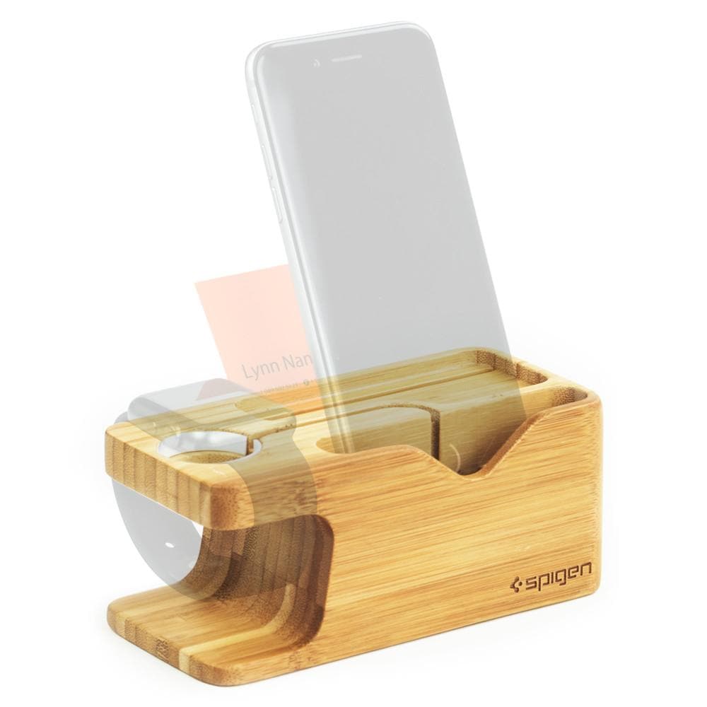 Apple Watch + Phone Stand S370 showing the front and side with watch and phone shadowed out to show where it would go