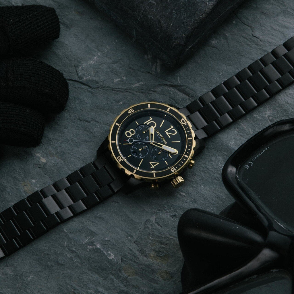 California Watch Co. Mavericks Chrono SS All Black Gold