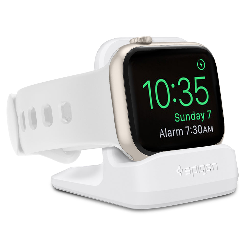 Apple Watch Night Stand S350 White showing a front facing view of the stand