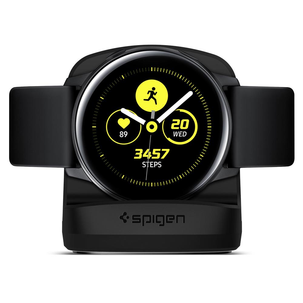 Galaxy Watch Active Night Stand S351 in black showing the front with watch charging