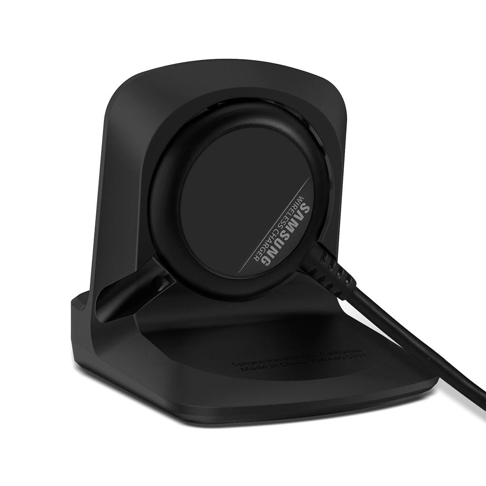 Galaxy Watch Active Night Stand S351 in black showing the back with charger in slot
