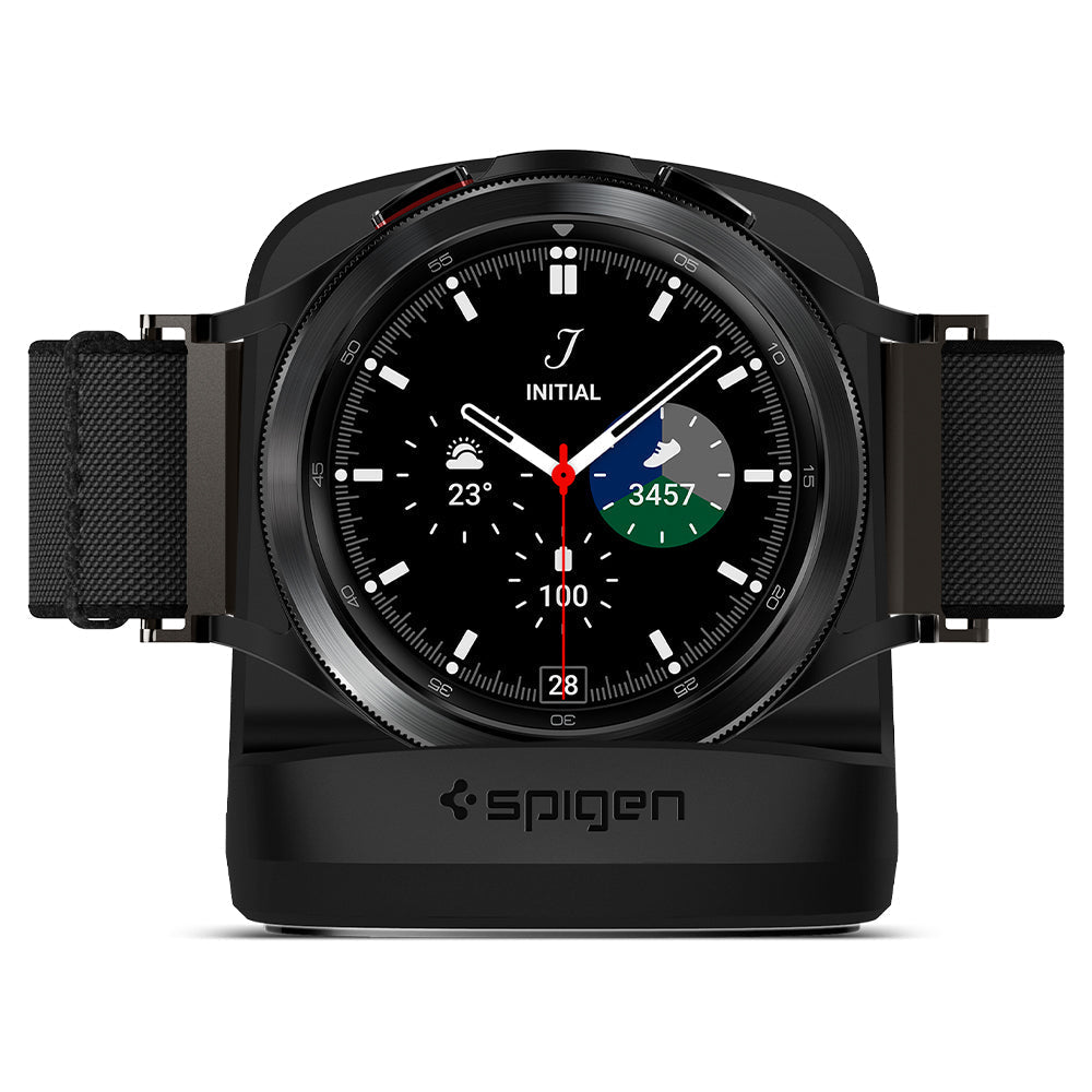 Galaxy Watch Night Stand S352 in black showing the front with watch charging
