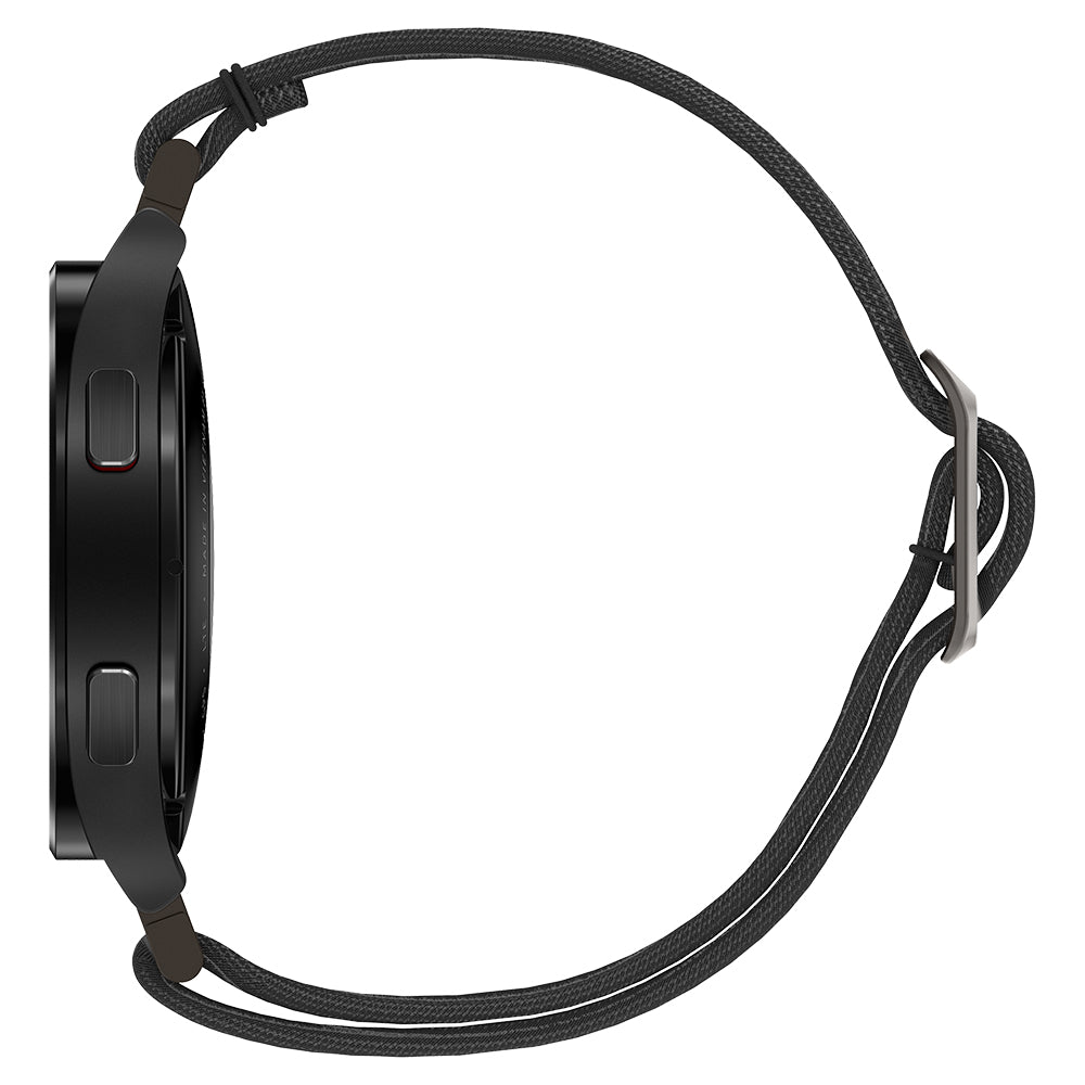 Black smartwatch with a black band on a white background