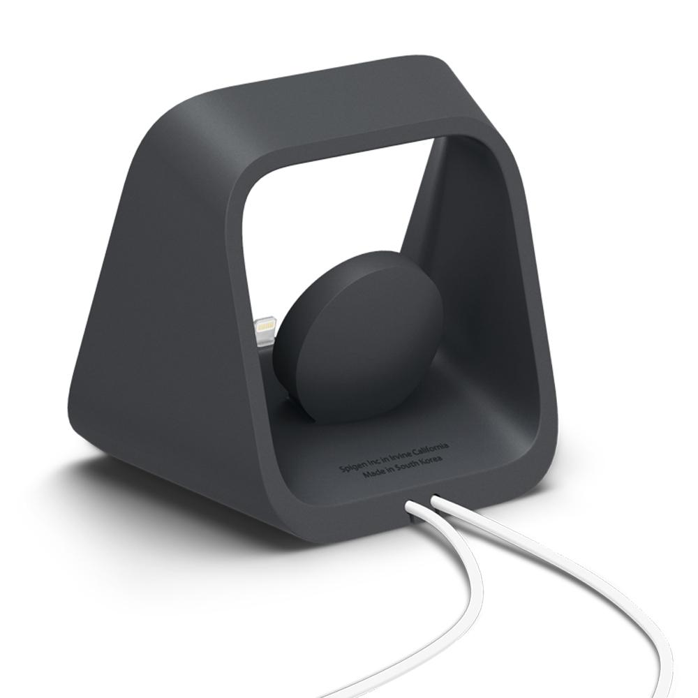 Apple 2-in-1 Stand S316 in charcoal showing the back and side without any devices charging and charging cables in