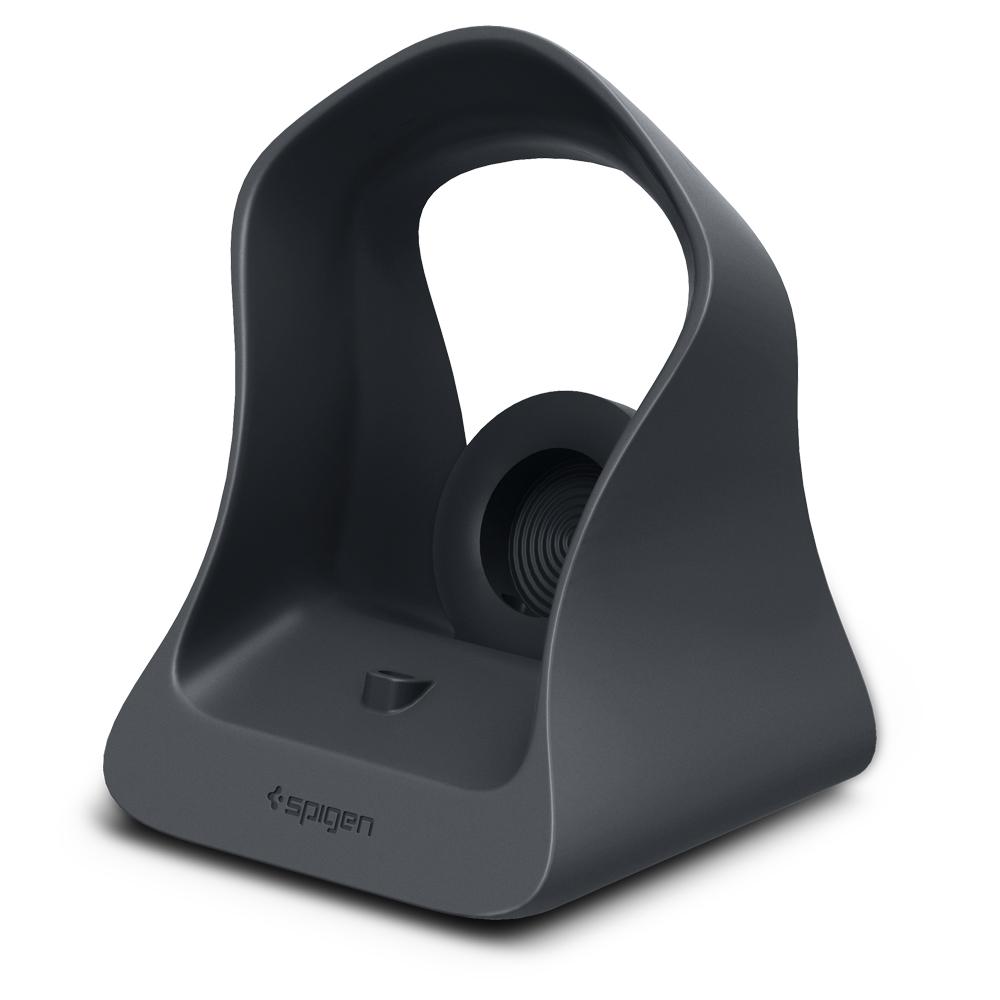 Apple 2-in-1 Stand S316 in charcoal showing the front and side without devices charging