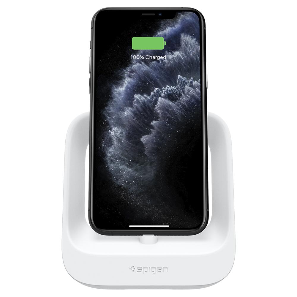 Apple 2-in-1 Stand S316 in white showing the front with iPhone charging