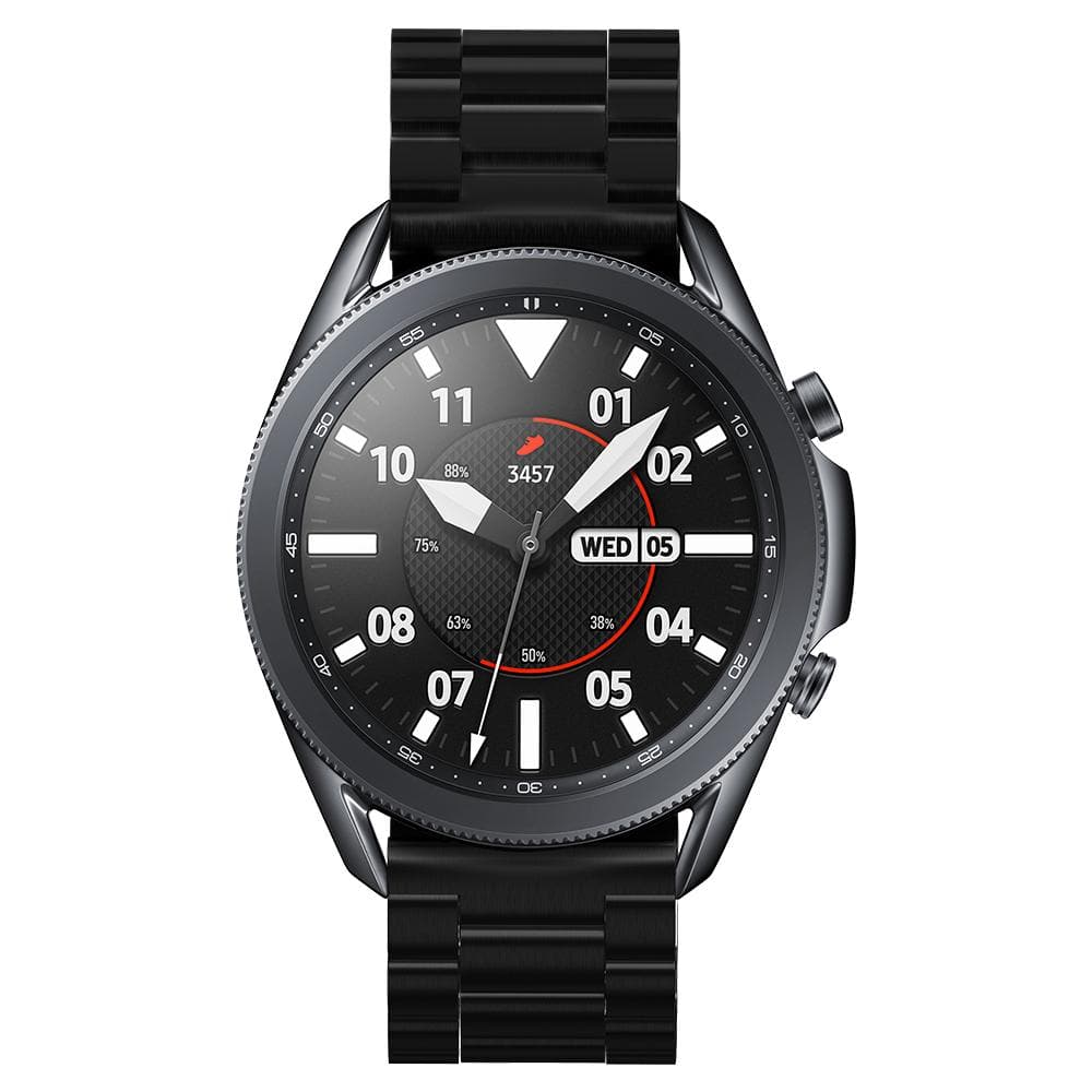 Galaxy Watch 3 (45mm) Watch Band Modern Fit (22mm) in black showing the front on watch