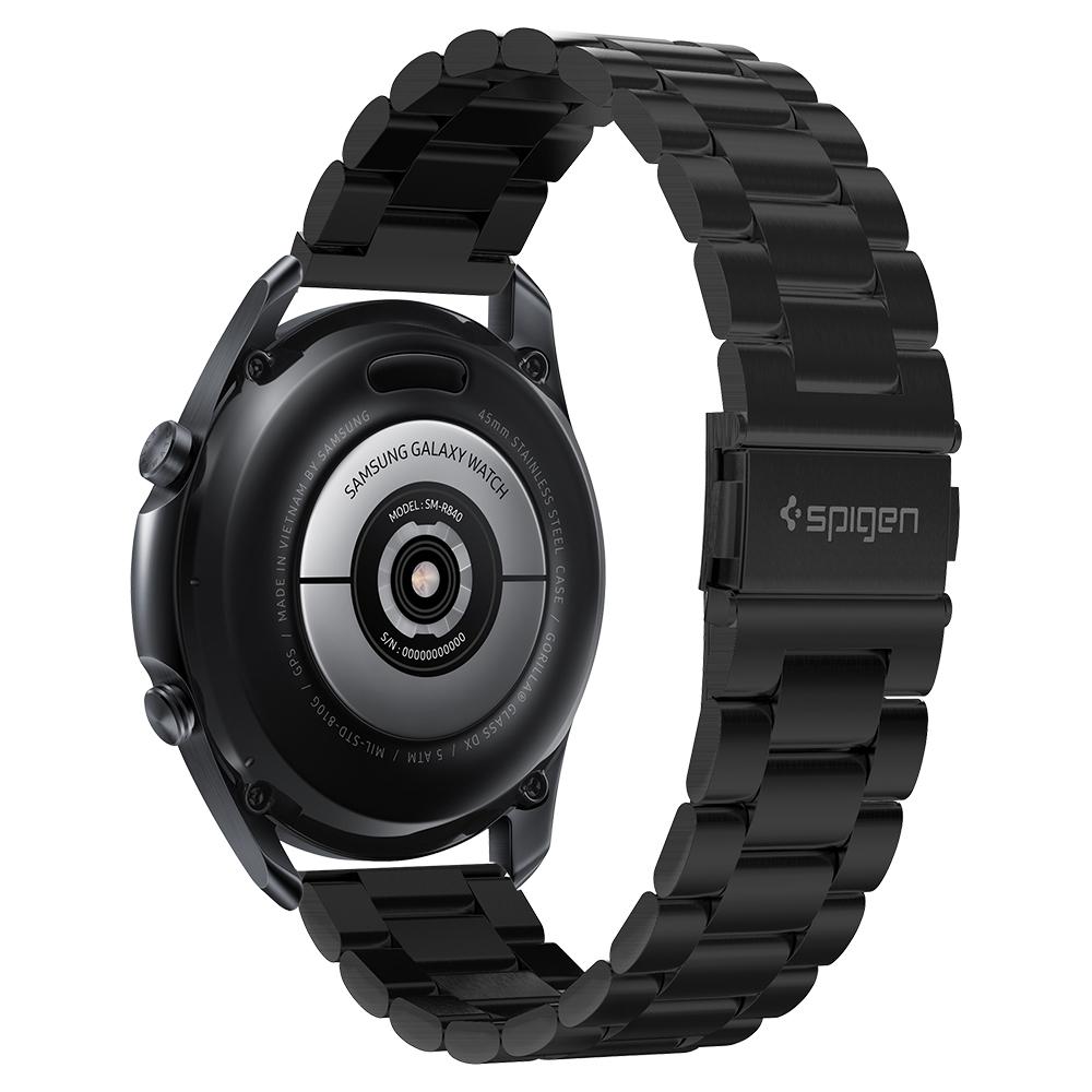 Galaxy Watch 3 (45mm) Watch Band Modern Fit (22mm) in black showing the back angle on watch