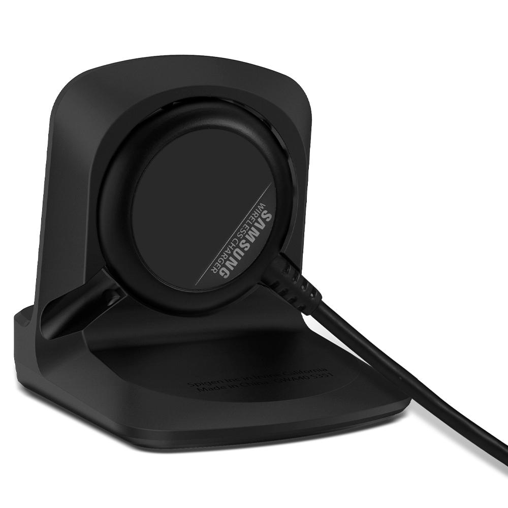 Galaxy Watch Night Stand S352 in black showing the back with charger in slot