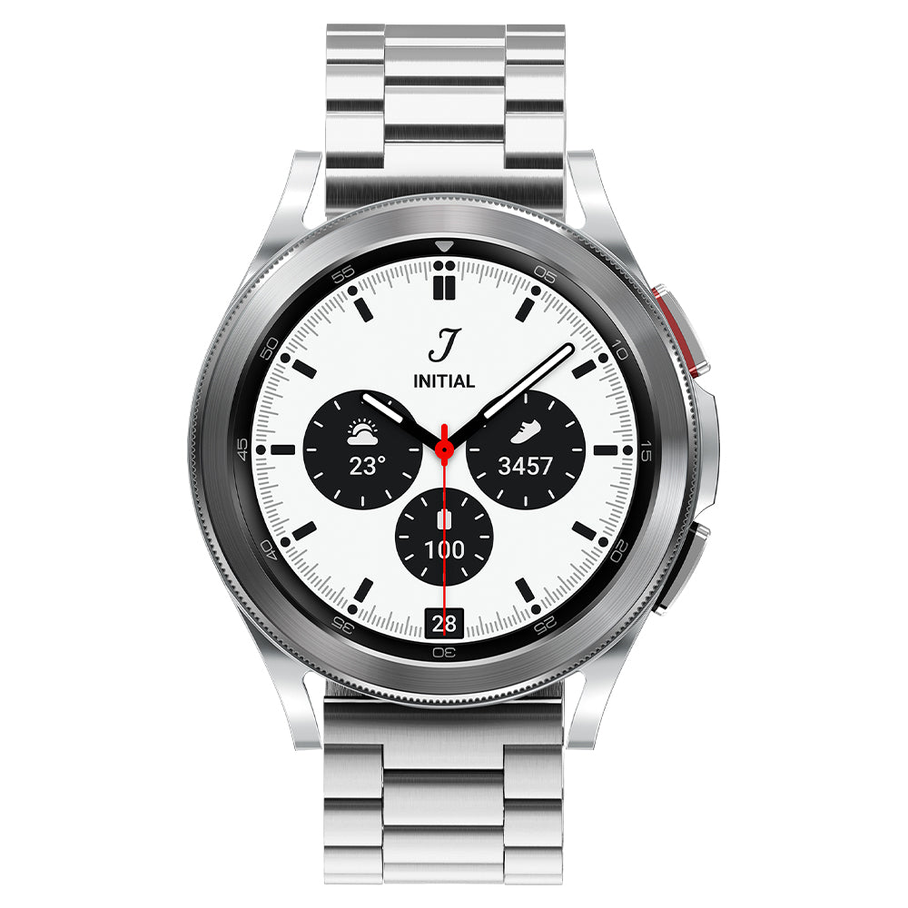 Galaxy Watch Band Modern Fit (20mm) in silver showing the front