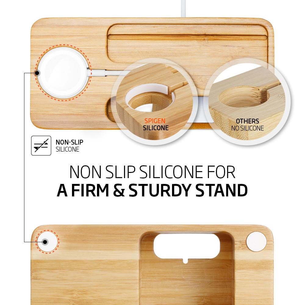 Apple Watch + Phone Stand S370 showing it has non slip silicone for a firm and sturdy stand