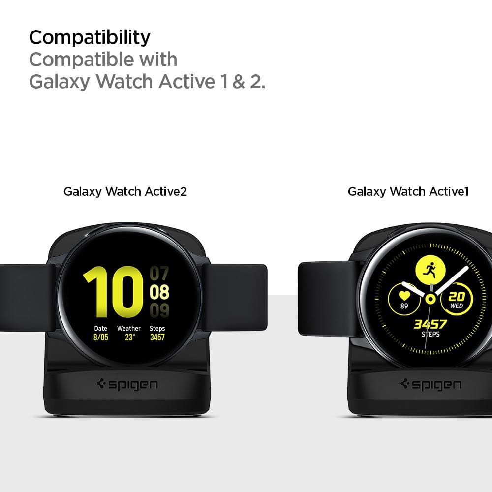 Galaxy Watch Active Night Stand S351 showing the compatibility.  Compatible with Galaxy Watch Active 1 & 2.