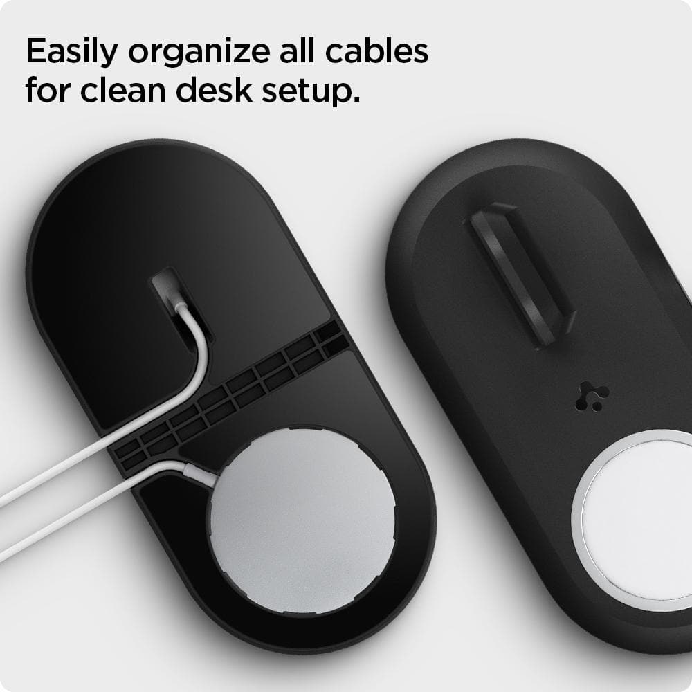 MagFit Duo showing to easily organize all cables for clean desk setup