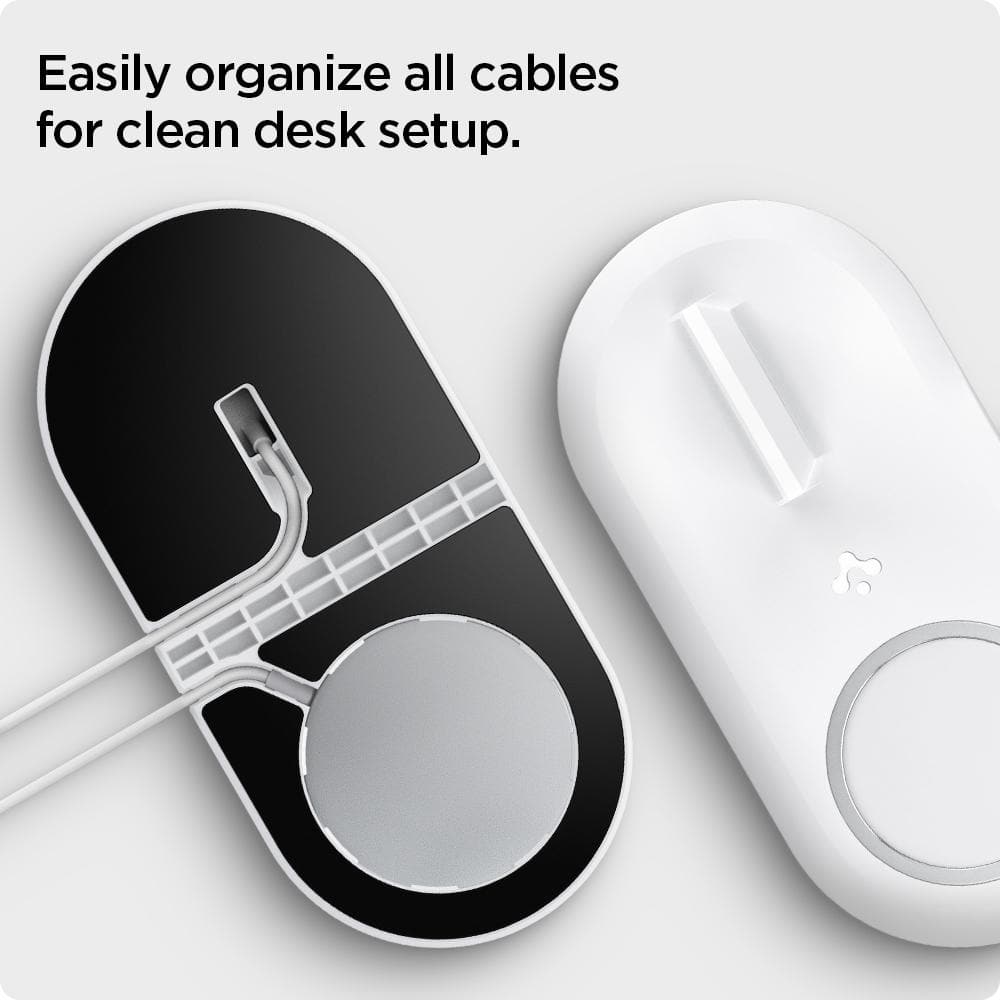 MagFit Duo showing its easily organizes all cables for clean desk setup