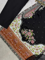 Women Paki Style Star Silk Embroidery Kurti Pant Dupatta Set