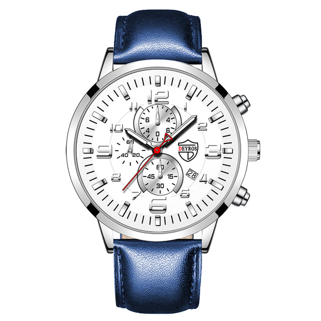 2022 Fashion Mens Sports Watches Men Luxury Stainless Steel Quartz Wrist Watch Luminous Clock Man Business Casual Leather Watch