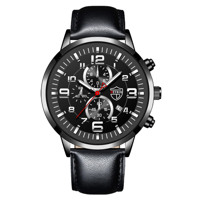 2022 Fashion Mens Sports Watches Men Luxury Stainless Steel Quartz Wrist Watch Luminous Clock Man Business Casual Leather Watch