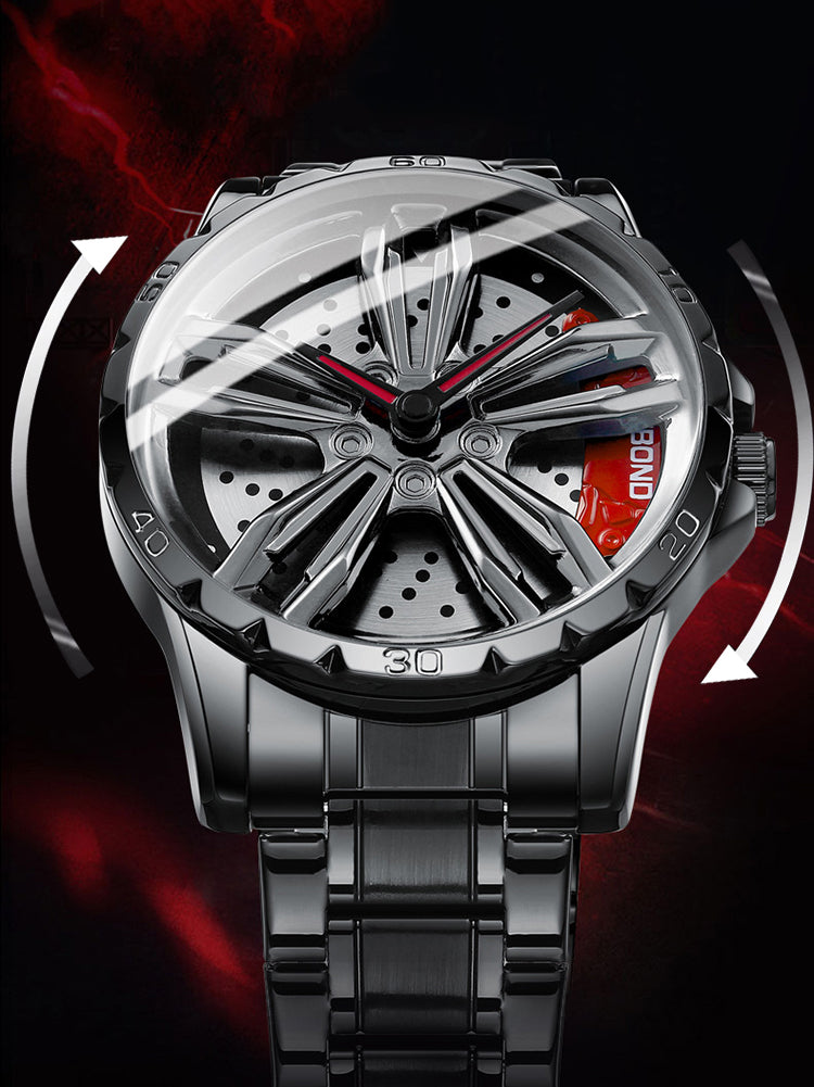 Sports Car Quartz Waterproof Stainless Steel Wheel Rim Watches For Men 2026