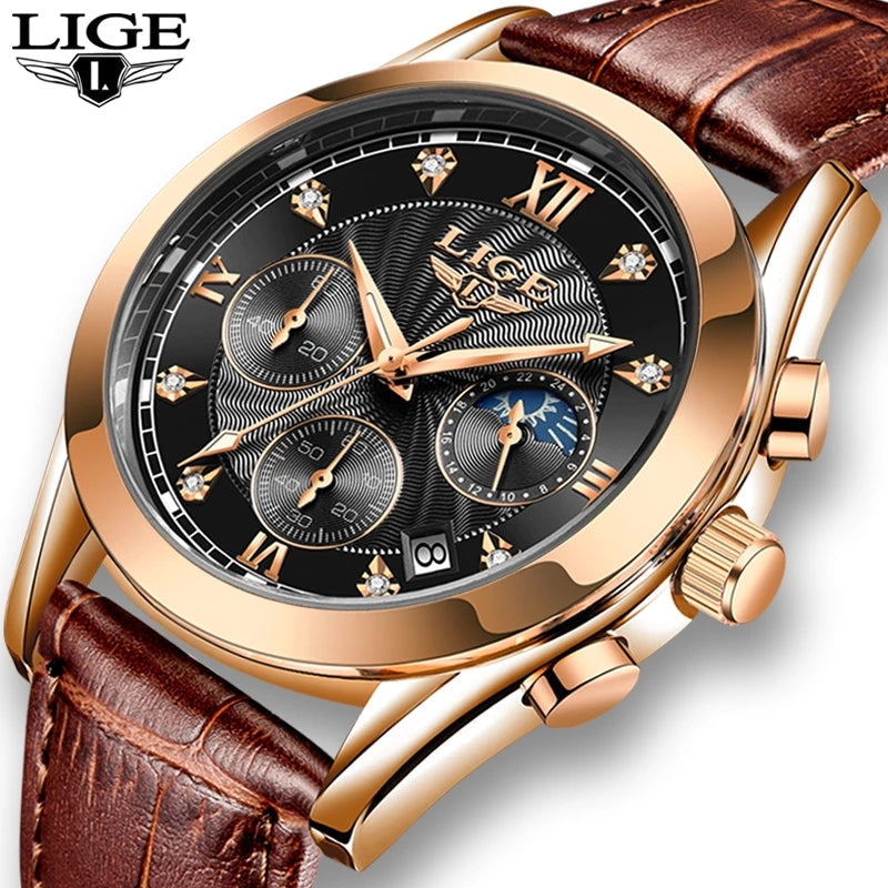 Fashion Men Stainless belt Watch Luxury Calendar-19915