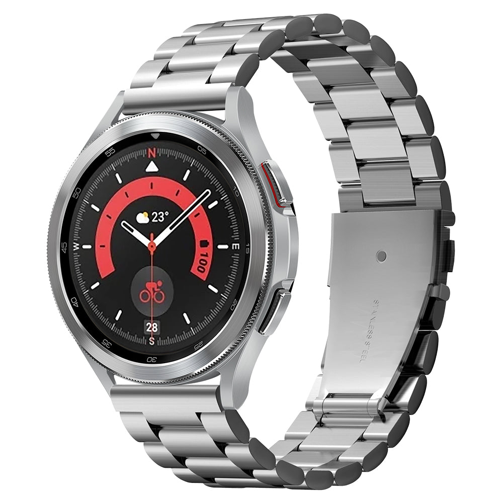 Galaxy Watch 4 Classic (41mm) Watch Band Modern Fit (20mm) in silver showing the front and inside