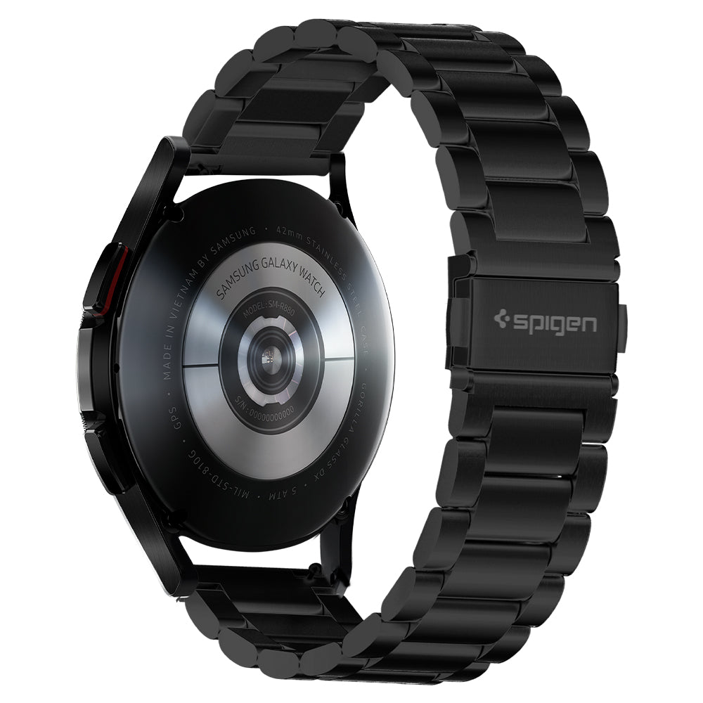 Galaxy Watch 4 Classic (41mm) Watch Band Modern Fit (20mm) in black showing the clasp and back